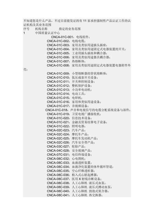 国家11家强制性认证单位