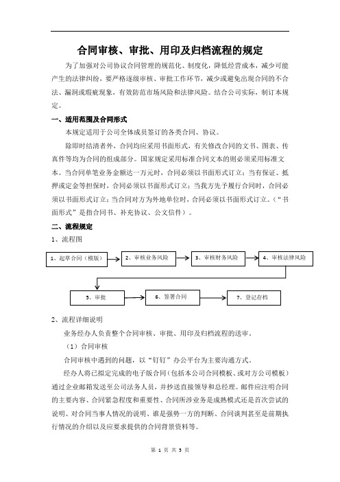 合同审核、审批、用印及归档流程规定