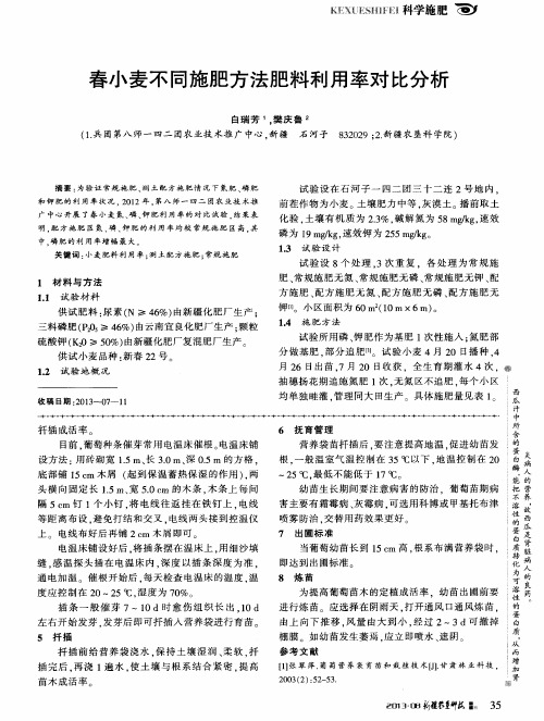 春小麦不同施肥方法肥料利用率对比分析