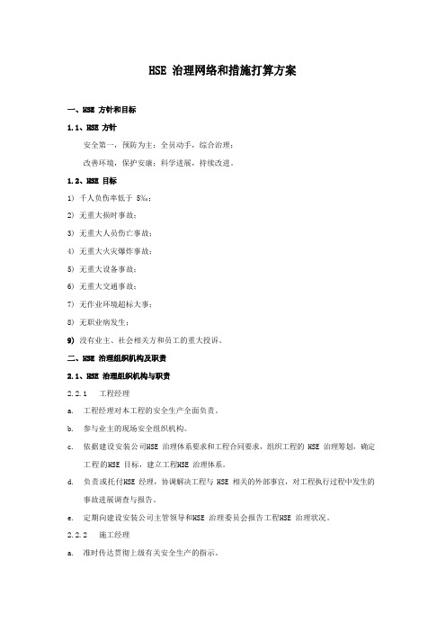 HSE管理网络和措施计划方案