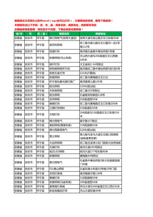 2020新版安徽省安庆市怀宁县照明工商企业公司商家名录名单黄页联系电话号码地址大全70家