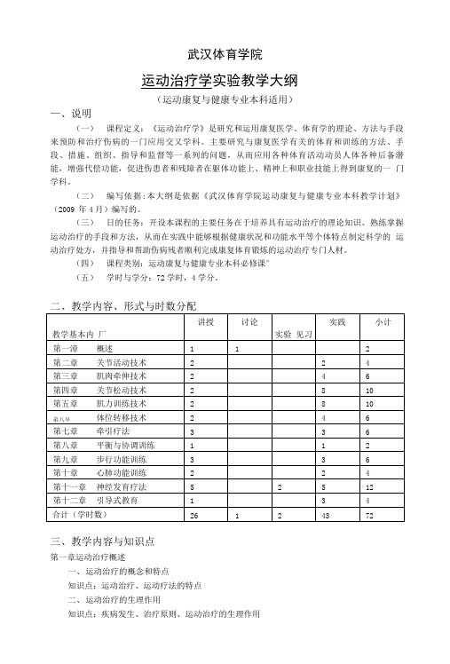 《运动治疗学》实验教学大纲.doc