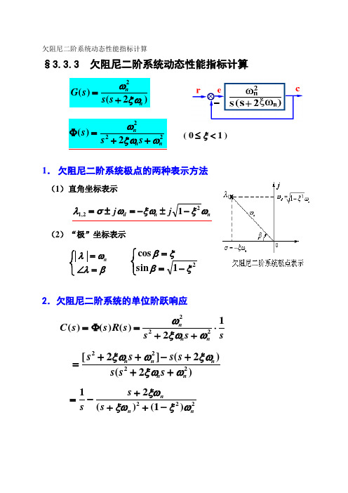 欠阻尼二阶系统动态性能指标计算