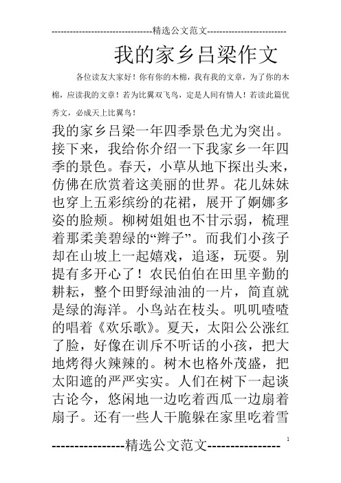 我的家乡吕梁作文