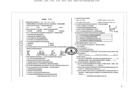 甘肃省武威市、白银市、定西市、平凉市、酒泉市、临夏州、张掖市中考化学真题试题扫描版,含答案