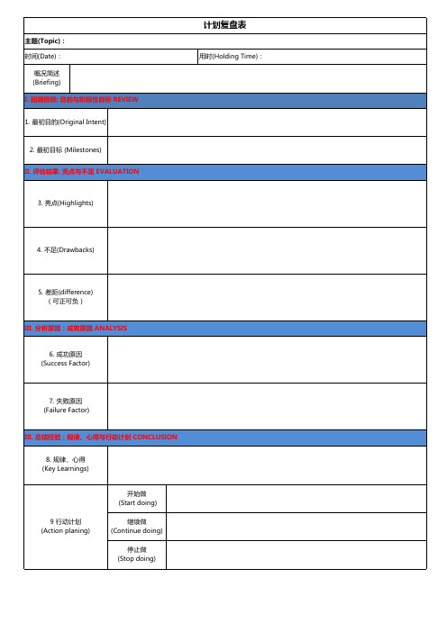计划复盘表模板