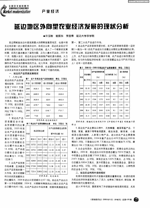 延边地区外向型农业经济发展的现状分析