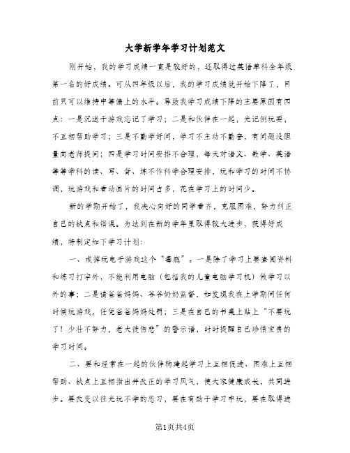 大学新学年学习计划范文（2篇）