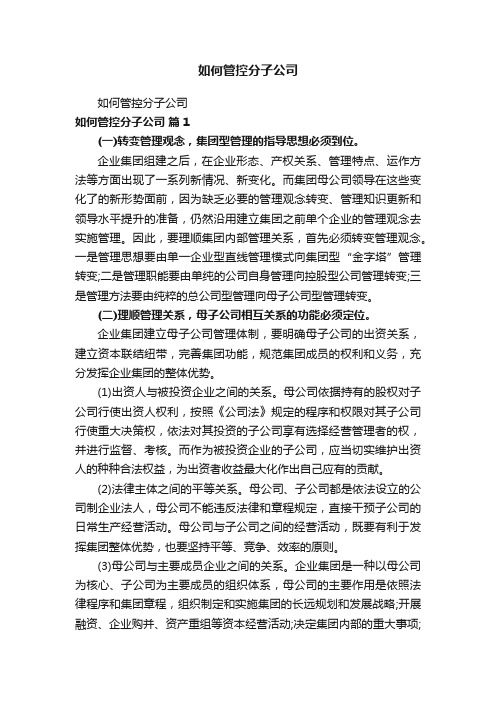 如何管控分子公司