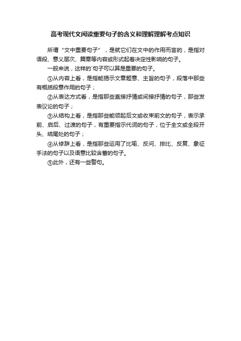 高考现代文阅读重要句子的含义和理解理解考点知识