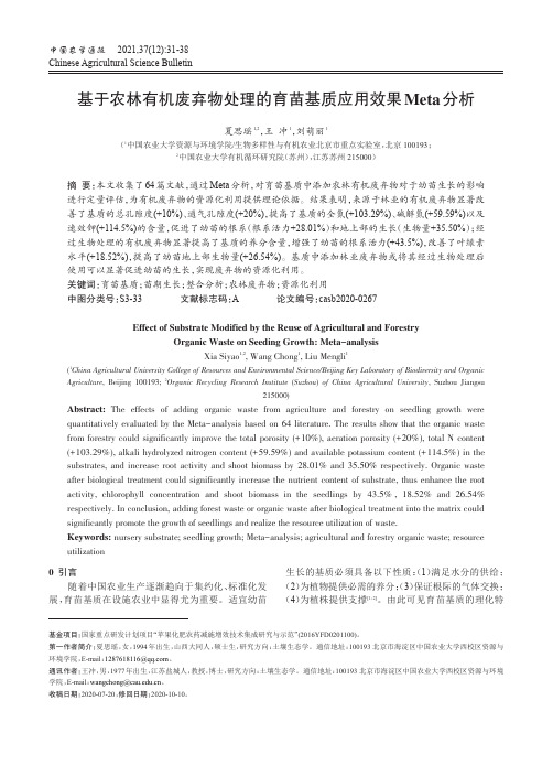基于农林有机废弃物处理的育苗基质应用效果Meta分析