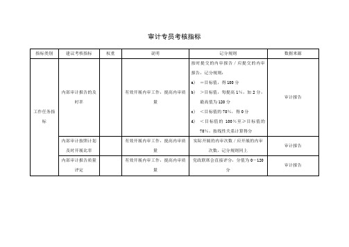 审计专员考核指标