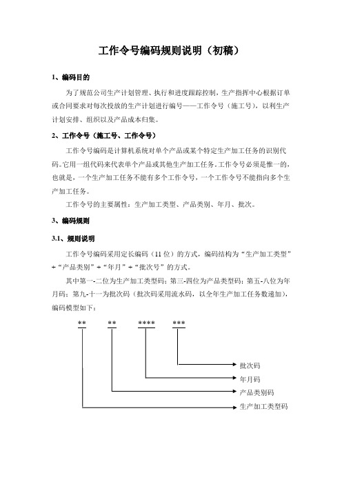 工作令编码规则