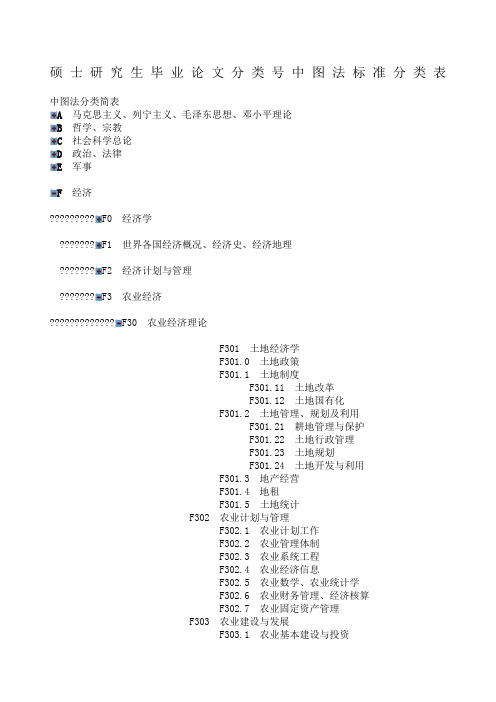 硕士研究生论文分类号中图法标准分类表