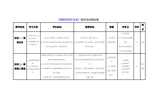 楼梯双控灯安装教学活动策划表