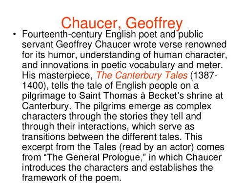 Chaucer, Geoffrey英国文学教案