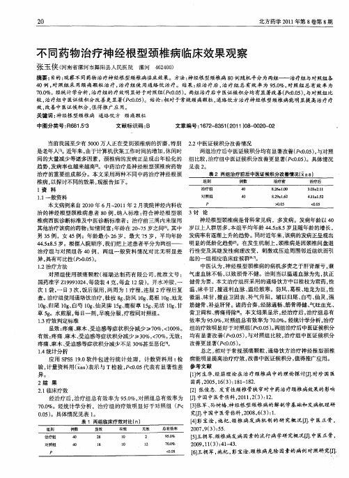 不同药物治疗神经根型颈椎病临床效果观察