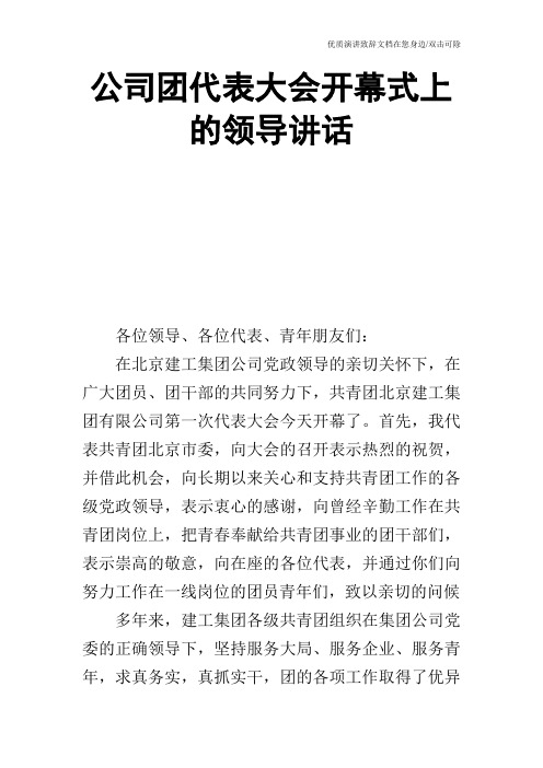 公司团代表大会开幕式上的领导讲话_0