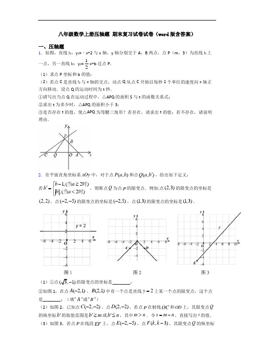 八年级数学上册压轴题 期末复习试卷试卷(word版含答案)