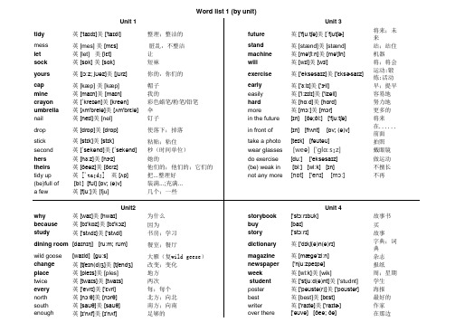 深圳牛津版五年级下册单词及音标最新完整版