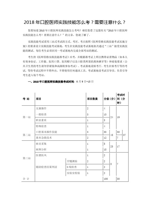 2018年口腔医师实践技能怎么考