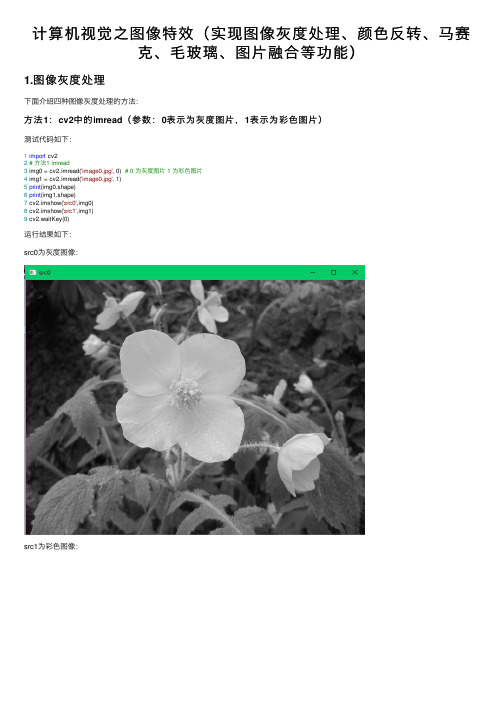 计算机视觉之图像特效（实现图像灰度处理、颜色反转、马赛克、毛玻璃、图片融合等功能）