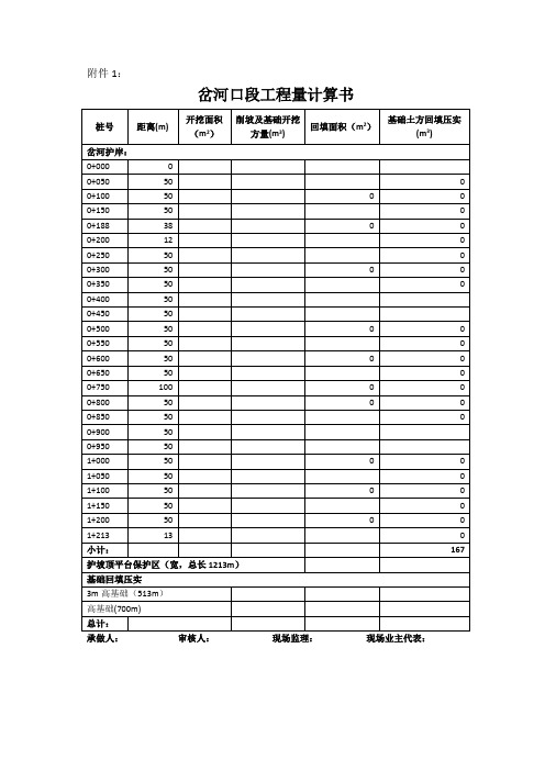 护坡工程量计算书