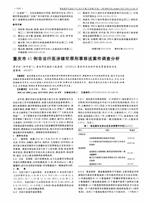 重庆市41例非法行医涉嫌犯罪刑事移送案件调查分析