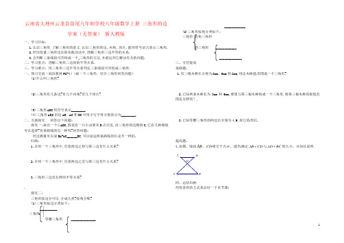 云南省大理州云龙县苗尾九年制学校八年级数学上册 三角形的边学案(无答案) 新人教版