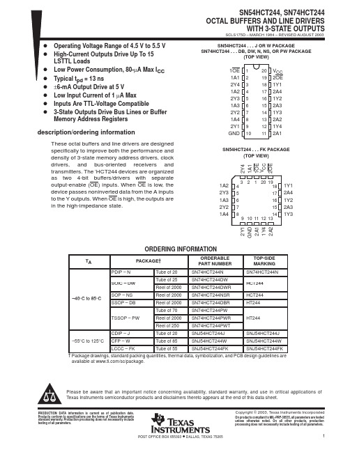 SN54HCT244J中文资料