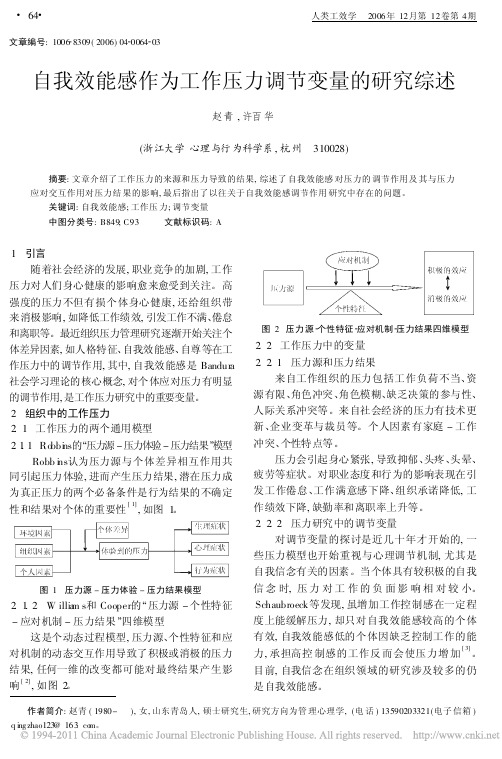 自我效能感作为工作压力调节变量的研究综述