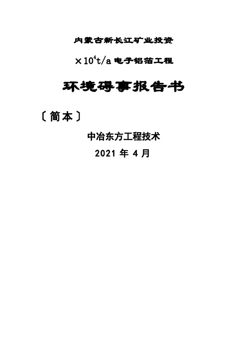 新长江6万吨电子箔环评报告简本-达拉特之窗---达拉特旗