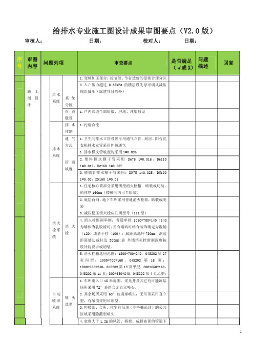 水暖施工图段审图要点给排水