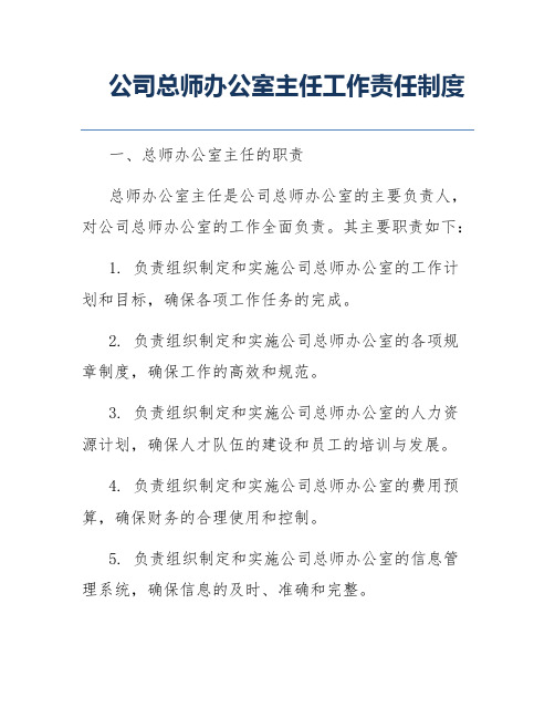 公司总师办公室主任工作责任制度