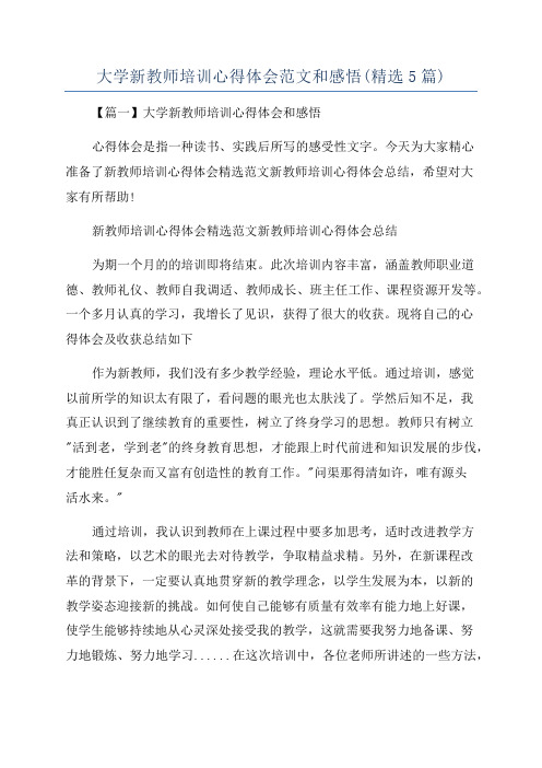 大学新教师培训心得体会范文和感悟(精选5篇)