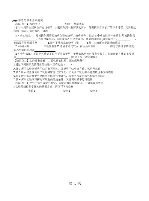 山东省青岛市2018年中考基础通关—化学【Word版含答案】-word