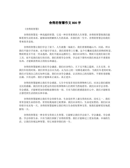 舍得的智慧作文800字