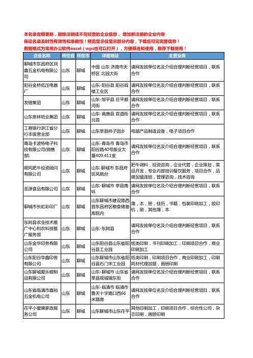 新版山东省聊城合作项目工商企业公司商家名录名单联系方式大全22家