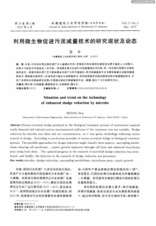 利用微生物促进污泥减量技术的研究现状及动态