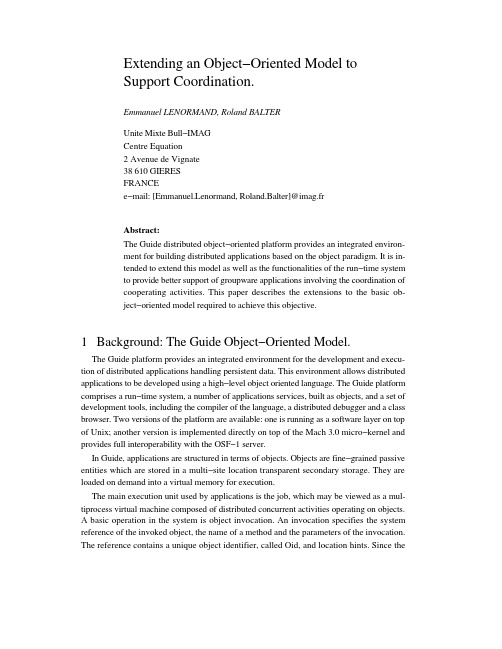 Extending an Object-Oriented Model to Support Coordination.