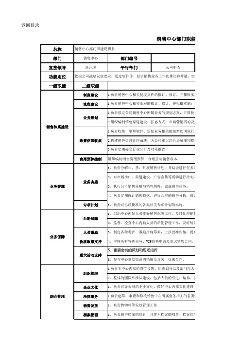 销售中心部门职能