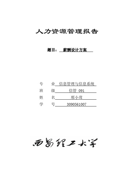 人力资源关于薪酬管理分析报告