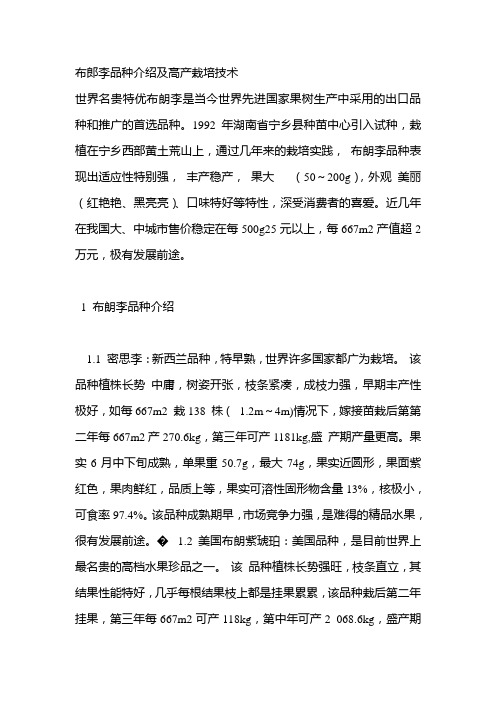 布郎李品种介绍及高产栽培技术