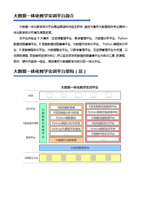 大数据一体化教学实训平台简介