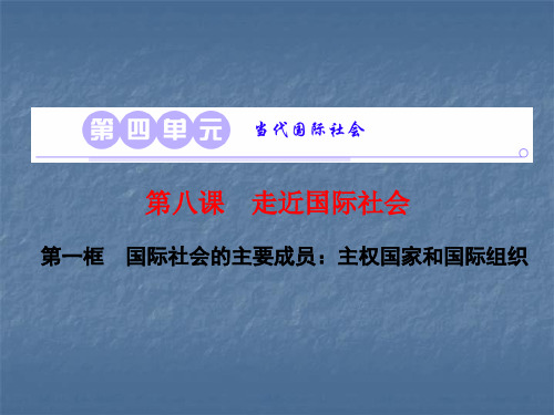 第八课 第一框 国际社会的主要成员：主权国家和国际组织