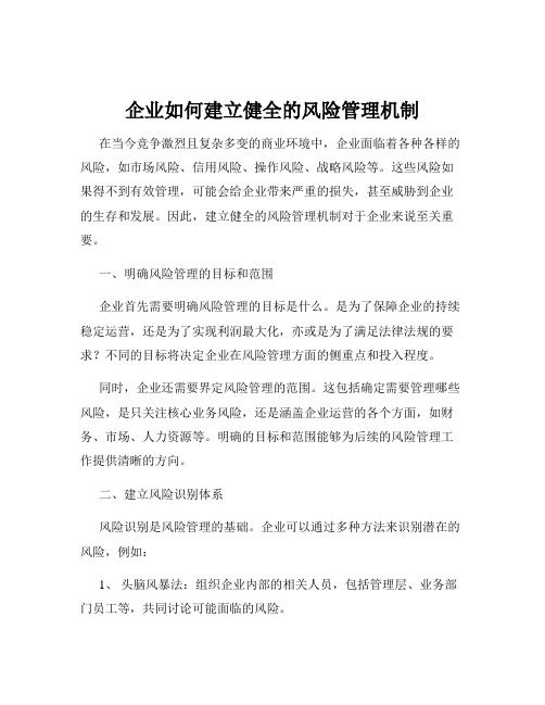 企业如何建立健全的风险管理机制