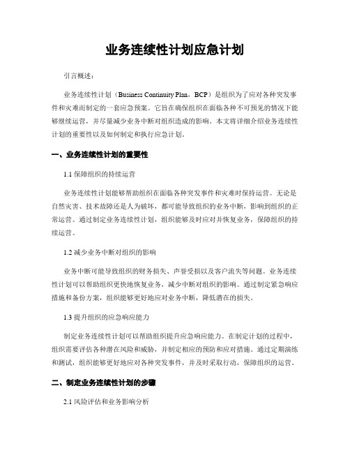 业务连续性计划应急计划