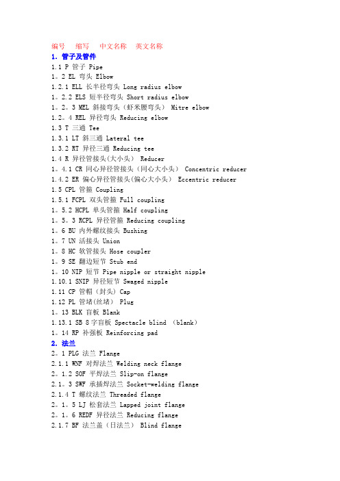 管道管件等等英文缩写