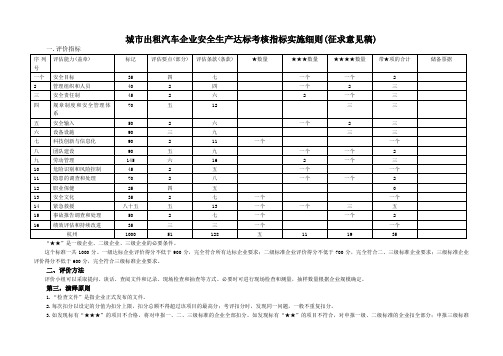 出租汽车安全达标考评指标实施细则