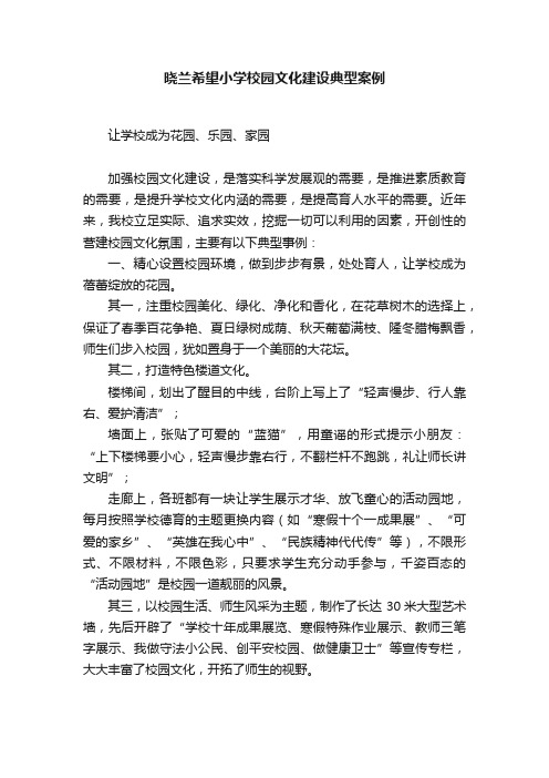 晓兰希望小学校园文化建设典型案例